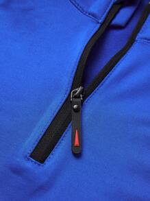 Manfinity Sport Corelite Boyfriend Style Men's Contrast Color Splice Raglan Sleeve Stand Collar Sports Long Sleeve T-Shirt - Grey - View 6