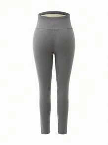 SHEIN 2 件套孕妇天鹅绒内衬打底裤（黑色和灰色），适合秋冬季 - 彩色 - 查看 4