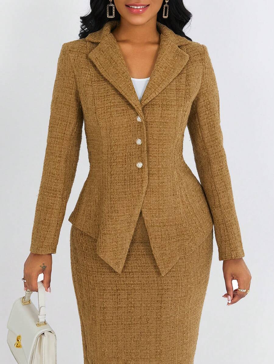 Lyxana Women Front Button Long Sleeve Lapel Minimal Casual Elegant Overcoat