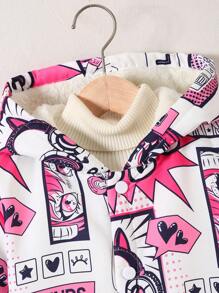 Tween Girls Floral Print Button Up Casual Hooded Jacket