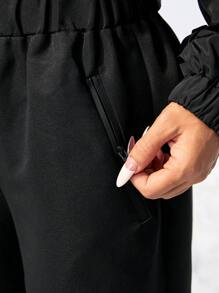 SHEIN EZwear Lässige Outdoor-Sport Einfarbige Hose mit Reißverschluss unten, Herbst/Winter