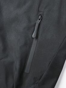 Gym Rark Boyfriend Style Men's Solid Color Raglan Sleeve Zipper Front Hoodie Sports Jacket - Black - View 5