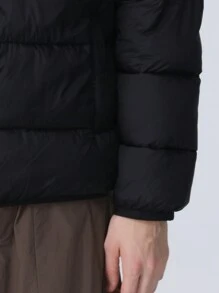 Gym Rark Boyfriend Style Men's Solid Color Zipper Front Long Sleeve Jacket, Sports Wear - Black - View 4