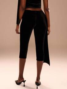 MUSERA Quần lửng nhung xếp ly, thích hợp cho sinh nhật, phong cách thập niên 90, Ibiza, kỳ nghỉ, tiệc tùng mùa hè. - màu đen - Xem 5