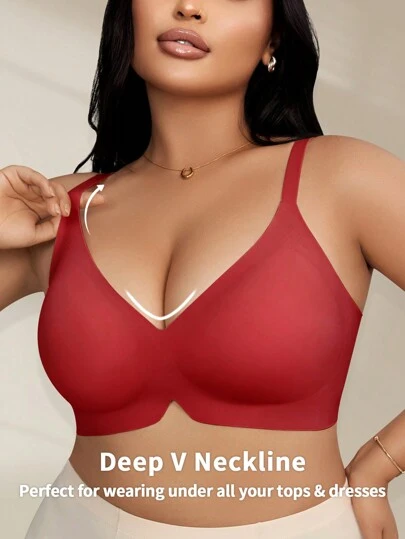 NudeFit 1pc Women Plus Size Soft Cup Gel Padded Wireless Push Up Bra