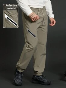 Manfinity Sport Corelite 1 pieza Pantalón deportivo informal suelto con bolsillo con cordón, estilo novio, unicolor para hombre