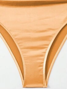 SHEIN Swim Curve Plus Size Women Summer Beach Holiday Ruched Metallic Textured Bikini Bottom - Multicolor - View 4