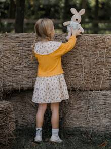 SHEIN Young Girl Casual Contrast Color Patchwork Ditsy Floral 2 In 1 Sweatshirt, Autumn