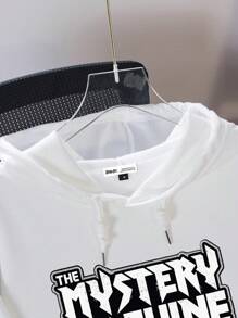 SCOOBY-DOO X SHEIN Men Cartoon & Letter Print Drop Shoulder Loose Drawstring Sweatshirt, Casual Style, Spring Autumn - White - View 3