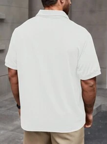 Manfinity CasualCool 大尺碼男士前開鈕扣短袖休閒 Polo 衫，正式款 - 白色 - 查看 2