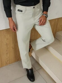 Manfinity Bizformal Men's Casual Versatile Solid Color Suit Pants - Light Grey - View 6