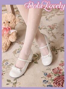 Dola Lovely Tacones altos con puntera redonda, decorados con moño y en unicolor, ideales para uso diario y salidas nocturnas, perfectos para Año Nuevo, Día de San Valentín y otras festividades
