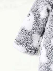 2 件新生儿可爱考拉保暖羊毛长袖连体衣，秋冬款 - 灰色 - 查看 5