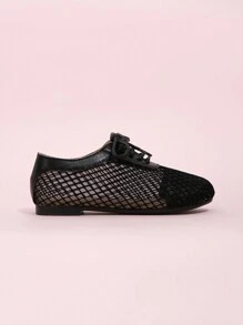 1 Pair Fashionable & Versatile Mesh Breathable Flat Shoes For Kids - Black - View 4