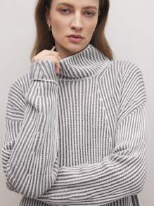 BizChic 卡其色提花图案高领运动衫，时尚女装，春夏，节日，感恩节，新年， - 卡其色 - 查看 8