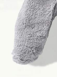 2 件新生儿可爱考拉保暖羊毛长袖连体衣，秋冬款 - 灰色 - 查看 8