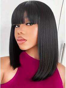 Straight Natural Scalp Raw Human Hair HD Lace Bob With Bang 150% Density Glueless HD 2x1 Lace Bob With Bang Glueless Wigs - SNatural - View 3