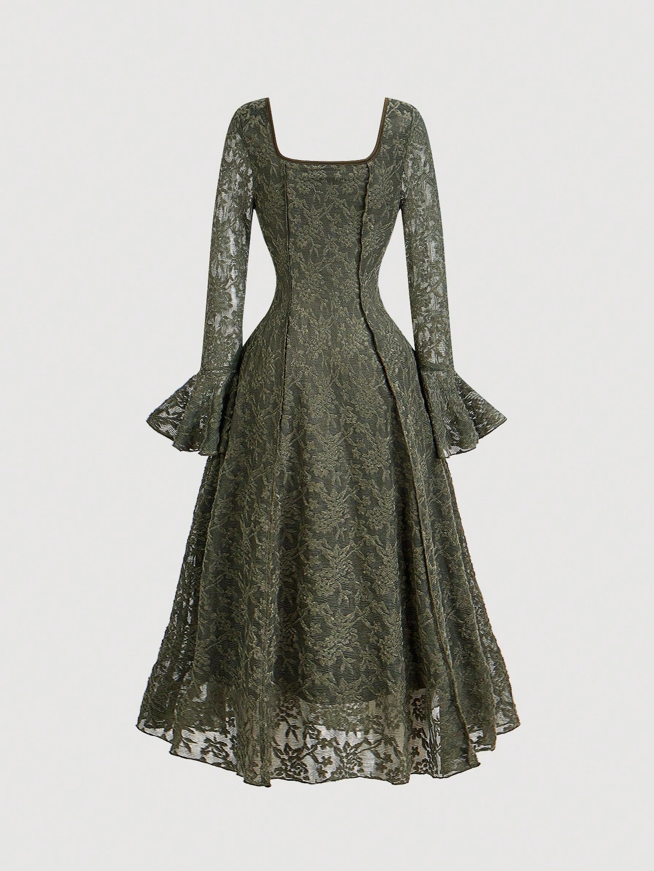 SHEIN MOD فستان بأكمام واسعة وياقة حرف v للنساء، أ...