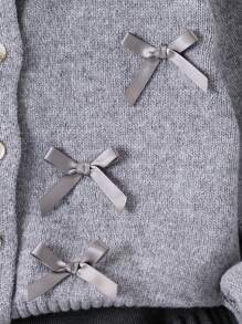 SHEIN 2 件套优雅蝴蝶结针织毛衣和褶皱针织裙套装，女童冬季服装