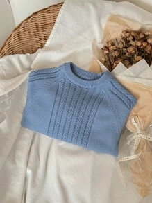 Blossori Jersey de manga raglán liso para niños, estilo minimalista casual para otoño/invierno