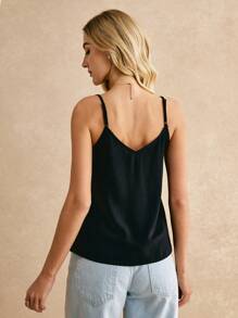 Poéselle Top de tirantes unicolor ribete fruncido