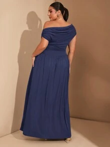 SHEIN BAE Plus Size Women's Elegant Super Versatile Stretch Fabric Black Or Daily Wear, Party, Off-Shoulder, Big Women, A-Level Dress,Birthday Dresses For Women