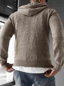Manfinity CityGents Jersey casual con capucha, cordón ajustable y manga larga de unicolor para hombre, otoño/invierno