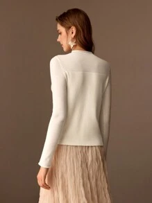 MOTF PREMIUM 100% PURE WOOL WOMEN STEREO FLOWER SWEATER - White - View 5