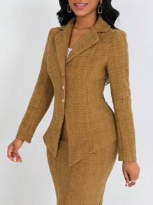 Lyxana Women Front Button Long Sleeve Lapel Minimal Casual Elegant Overcoat