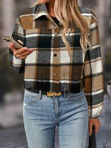 LanaWest Checkered Short Jacket For Women, Fashionable & Versatile, Autumn New Arrival - Multicolor - View 4