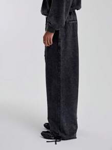 Musero Wide Leg Stitch Detailing Elasticated Ankle Strings Drawstrings Elasticated Waist SPRING SUMMER Wardrobe Sweatpants - Black - View 5