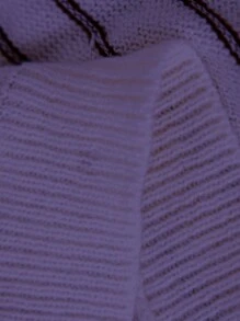 Calvaya Cárdigan informal de manga larga a rayas de talla grande con un solo botonadura, para otoño/invierno - Morado - Ver 7