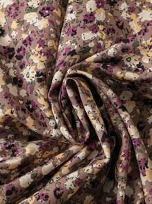 SHEIN Clasi 女士休闲碎花拼布圆领长袖连衣裙，适合假日长款女士服装 - 彩色 - 查看 5