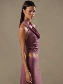 MUSERA 露背高领上衣，适合外出穿着，秋冬春夏皆宜 - 淺灰紫 - 查看 2