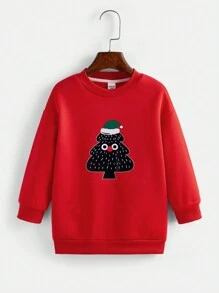 2 sztuki Zestaw dla młodej dziewczyny Okrągły dekolt Długi rękaw Drukowany swobodny top i spodnie, na Boże Narodzenie