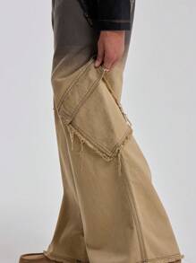 Musero Mens Dipped Acid Wash Wide Leg Jeans Slanted Cargo Style Trouser Bottoms Denim Pants SPRING SUMMER Essentials - Multicolor - View 4