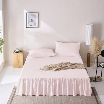 1 chiếc ga phủ giường xếp ly nhẹ màu xanh bạc hà, kiểu dáng cổ điển, mềm mại và thời trang, chất liệu 100% sợi microfiber, độ dài rủ xuống 15 inch, màu hồng. Thích hợp cho giường ngủ gia đình, ký túc xá, đạt chứng nhận Oeko-Tex.