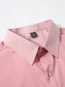 Manfinity Mode Camisa de manga larga con botones delanteros y cuello, con degradado minimalista para hombre, para otoño - Rosa vieja - Ver 5