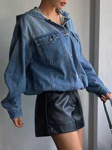 DAZY Women's Hooded Sweatshirt Sweatshirt Long Sleeve Women - Medium Wash - View 2