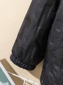 Tween Boys' Casual College Style Thick Thermal Lined Hooded Zip-Up Padded Quilted Coat, Winter - Black - View 6