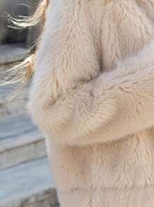 INAWLY Chaqueta esponjosa de unicolor informal para mujer, otoño/invierno