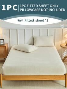 1 pièce Drap-housse en velours, linge de lit, housse de matelas douce et confortable, draps de couleur unie, convient pour l'automne et l'hiver, poche profonde, drap-housse seulement, sans taie d'oreiller, anti-poussière et antidérapant, lavage machine, pour toutes les saisons, cadeau de literie, adapté aux lits de tailles twin, full, king et queen, lavage machine
