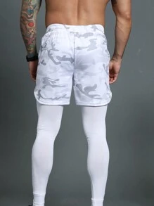 Manfinity Sport Corelite Pantaloni cargo da uomo aderenti con cintura elastica e coulisse, in stile boyfriend, stampa mimetica