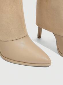 CUCCOO SZL Sexy Pointed Toe Thigh High Boots, Brand Slim Heel Tall Boots For Women, For Vibe And Spring Shoes Spring Break Easter For Christmas - Apricot - View 5