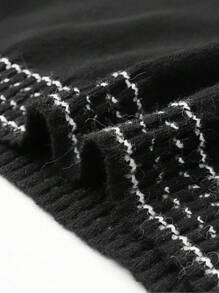 Manfinity Hypemode Męski sweter z geometrycznym nadrukiem, okrągłym dekoltem, swobodnym blokiem kolorów, długim rękawem, prezentem dla chłopaka, wyjściem