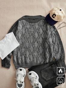 Manfinity Hypemode Jersey de punto casual con patrón geométrico para hombre, otoño/invierno
