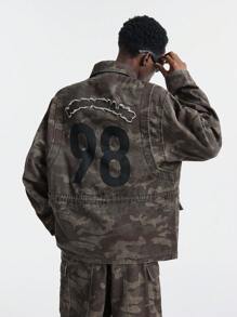 NEON BLANC Men's Washed Denim Woven Casual Long Sleeve Jacket, Rust Brown Street Style, For Fall Winter - Black - View 3