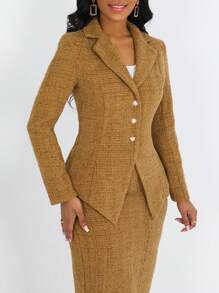 Lyxana Women Front Button Long Sleeve Lapel Minimal Casual Elegant Overcoat