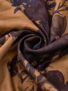 EMERY ROSE Plus Size Women Floral Print Cutout V-Neck Long Sleeve Loose Blouse Shirt, Autumn