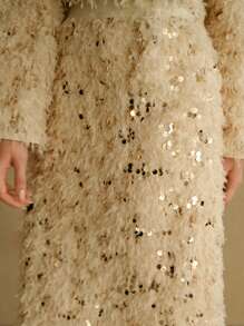 MOTF STUDIO SEQUINS FUZZY A LINE SKIRT, NEW YEAR - Apricot - View 3